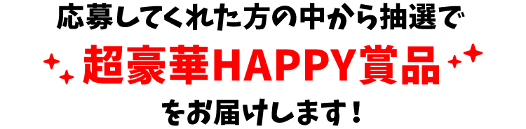 応募してくれた方の中から抽選で超豪華HAPPY賞品をお届けします！